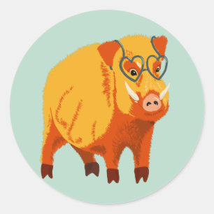 Niedliches Schwein - Gänsehaut mit Brille Runder Aufkleber