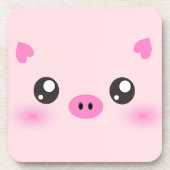 Niedliches Schwein-Gesicht - kawaii Minimalismus Getränkeuntersetzer (Vorderseite)