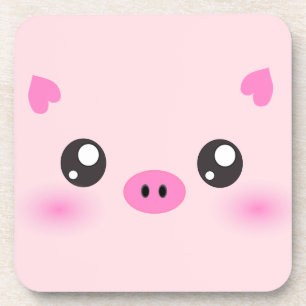Niedliches Schwein-Gesicht - kawaii Minimalismus Getränkeuntersetzer