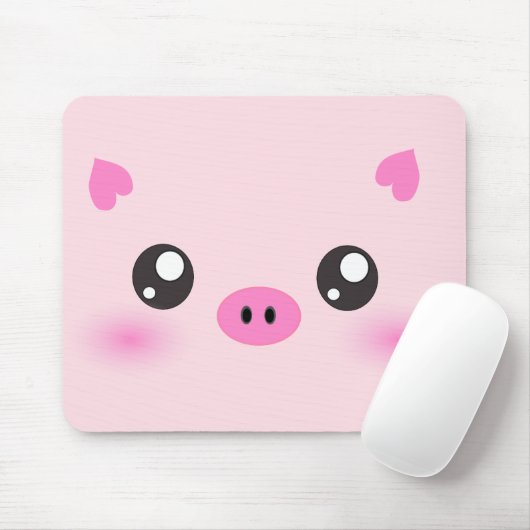 Niedliches Schwein-Gesicht - kawaii Minimalismus Mousepad (Mit Mouse)