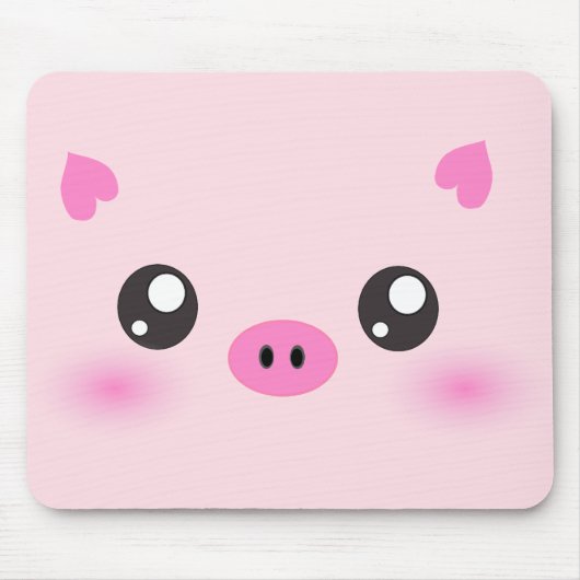 Niedliches Schwein-Gesicht - kawaii Minimalismus Mousepad (Vorne)