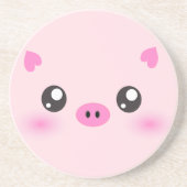 Niedliches Schwein-Gesicht - kawaii Minimalismus Sandstein Untersetzer (Vorne)