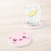 Niedliches Schwein-Gesicht - kawaii Minimalismus Sandstein Untersetzer (Seite)