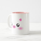 Niedliches Schwein-Gesicht - kawaii Minimalismus Zweifarbige Tasse (Vorderseite Links)