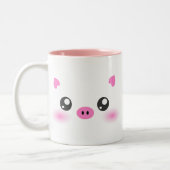 Niedliches Schwein-Gesicht - kawaii Minimalismus Zweifarbige Tasse (Links)