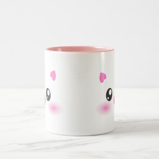 Niedliches Schwein-Gesicht - kawaii Minimalismus Zweifarbige Tasse (Mittel)