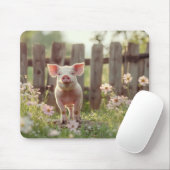 Niedliches Schwein im Blumengarten Mousepad (Mit Mouse)