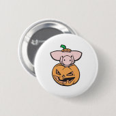 niedliches Schwein im Jack-o-Laternen-Kürbis Button (Vorne & Hinten)