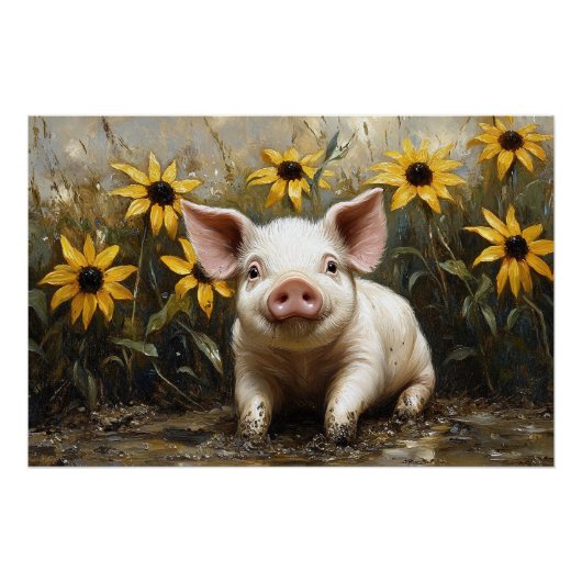 Niedliches Schwein im Schlamm Poster (Vorderseite)