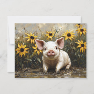 Niedliches Schwein im Schlamm Postkarte