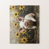 Niedliches Schwein im Schlamm Puzzle (Vertikal)