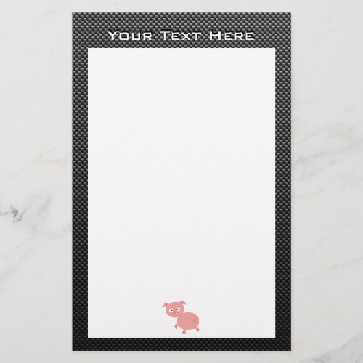 Niedliches Schwein; Imitate Kohlenstofffaser Briefpapier (Vorderseite)