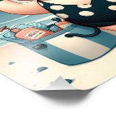 Niedliches Schwein in Polka Dot Swimsuit am Strand Fotodruck (Ecke)