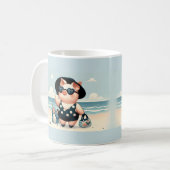 Niedliches Schwein in Polka Dot Swimsuit am Strand Kaffeetasse (Vorderseite Links)
