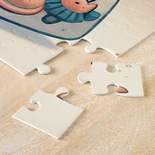 Niedliches Schwein in Polka Dot Swimsuit am Strand Puzzle (Seite)