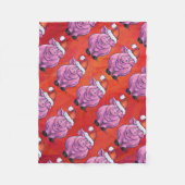 Niedliches Schwein in Weihnachtsmannmütze auf Rot Fleecedecke (Vorderseite)