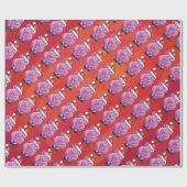 Niedliches Schwein in Weihnachtsmannmütze auf Rot Geschenkpapier (Flach)