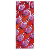 Niedliches Schwein in Weihnachtsmannmütze auf Rot Geschenktüte Für Weinflaschen (Rückseite)