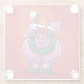 Niedliches Schwein in Weihnachtsmannmütze auf Rot Glasuntersetzer (Rückseite)