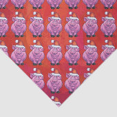 Niedliches Schwein in Weihnachtsmannmütze auf Rot Seidenpapier (Ausschnitt)