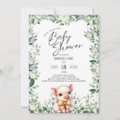 Niedliches Schwein mit Bow Baby Dusche Einladung (Vorderseite)