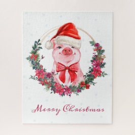 Niedliches Schwein mit Bow, Kranz, Polka Docht Wei Puzzle