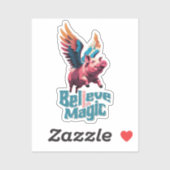 Niedliches Schwein mit farbigen Flügeln | Glaube a Aufkleber (Blatt)