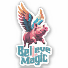 Niedliches Schwein mit farbigen Flügeln | Glaube a Aufkleber