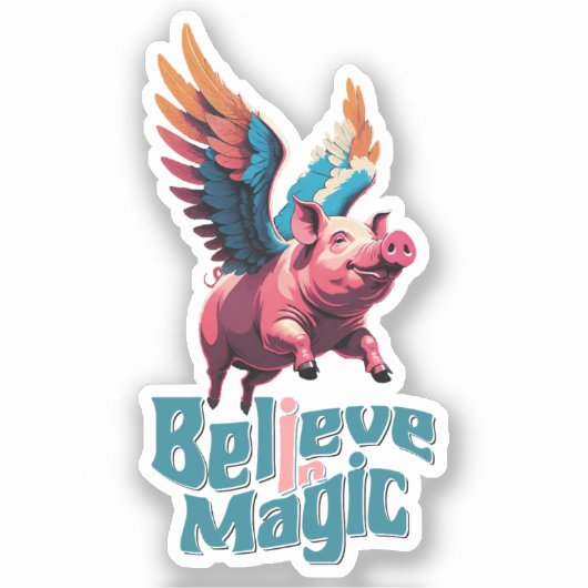 Niedliches Schwein mit farbigen Flügeln | Glaube a Aufkleber (Vorderseite)
