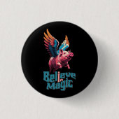 Niedliches Schwein mit farbigen Flügeln | Glaube a Button (Vorderseite)