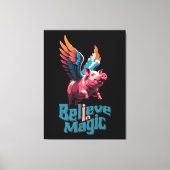 Niedliches Schwein mit farbigen Flügeln | Glaube a Leinwanddruck (Vorderseite)