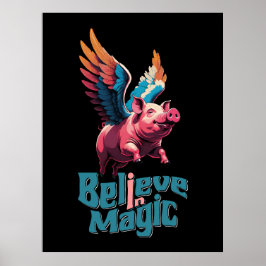 Niedliches Schwein mit farbigen Flügeln | Glaube a Poster