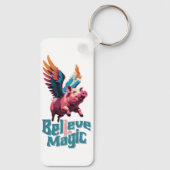 Niedliches Schwein mit farbigen Flügeln | Glaube a Schlüsselanhänger (Rückseite)