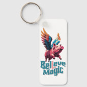 Niedliches Schwein mit farbigen Flügeln | Glaube a Schlüsselanhänger (Vorderseite)