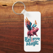Niedliches Schwein mit farbigen Flügeln | Glaube a Schlüsselanhänger (Vorderseite)