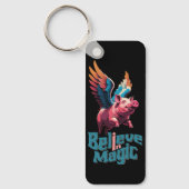 Niedliches Schwein mit farbigen Flügeln | Glaube a Schlüsselanhänger (Vorderseite)