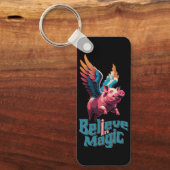 Niedliches Schwein mit farbigen Flügeln | Glaube a Schlüsselanhänger (Vorderseite)