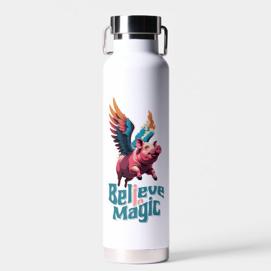 Niedliches Schwein mit farbigen Flügeln | Glaube a Trinkflasche (Vorne)
