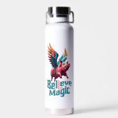 Niedliches Schwein mit farbigen Flügeln | Glaube a Trinkflasche (Rückseite)