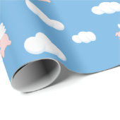 Niedliches Schwein mit Flügelmuster Geschenkpapier (Rolleneckpunkt)