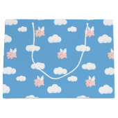 Niedliches Schwein mit Flügelmuster Große Geschenktüte (Vorderseite)