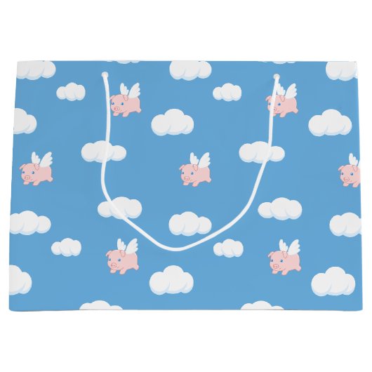 Niedliches Schwein mit Flügelmuster Große Geschenktüte (Vorderseite)