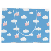 Niedliches Schwein mit Flügelmuster Große Geschenktüte (Rückseite)