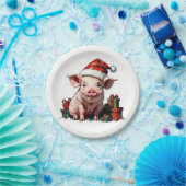 niedliches Schwein mit Geschenkboxen Pappteller (Party)
