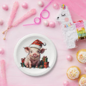 niedliches Schwein mit Geschenkboxen Pappteller (Party)