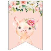 Niedliches Schwein mit Rosa-Rosa-Blume Glücklich z Wimpelkette (Erste Fahne)