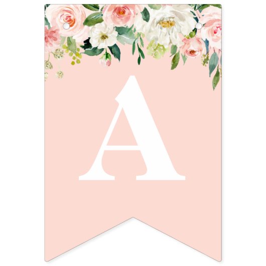 Niedliches Schwein mit Rosa-Rosa-Blume Glücklich z Wimpelkette (Dritte Fahne)