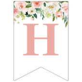 Niedliches Schwein mit Rosa-Rosa-Blume Glücklich z Wimpelkette (Zweite Fahne)