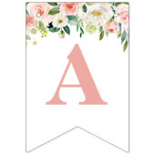 Niedliches Schwein mit Rosa-Rosa-Blume Glücklich z Wimpelkette (Dritte Fahne)