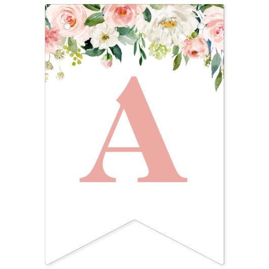 Niedliches Schwein mit Rosa-Rosa-Blume Glücklich z Wimpelkette (Dritte Fahne)